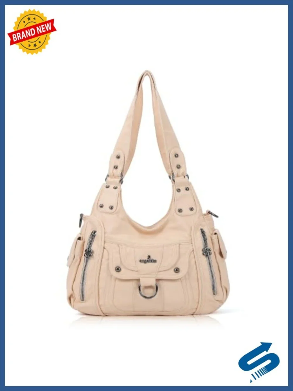 Vegan Leather Hobo Shoulder Bag with Adjustable Strap Satchel Tote